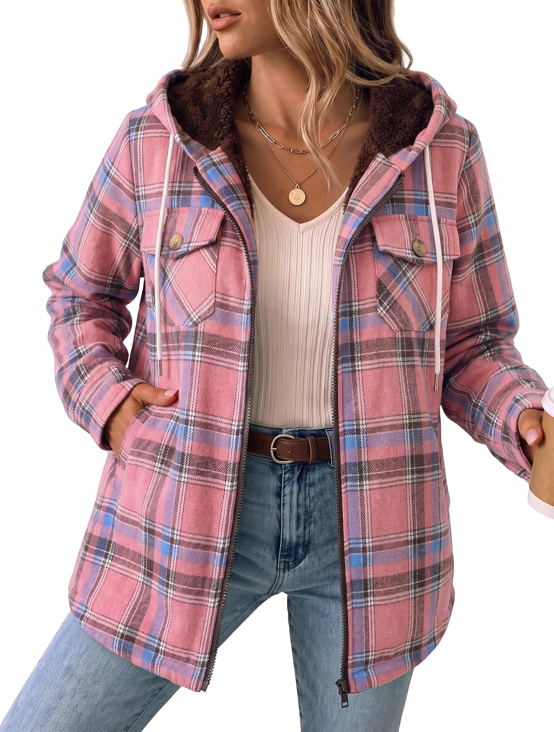 Fleece Lined Hooded Shacket