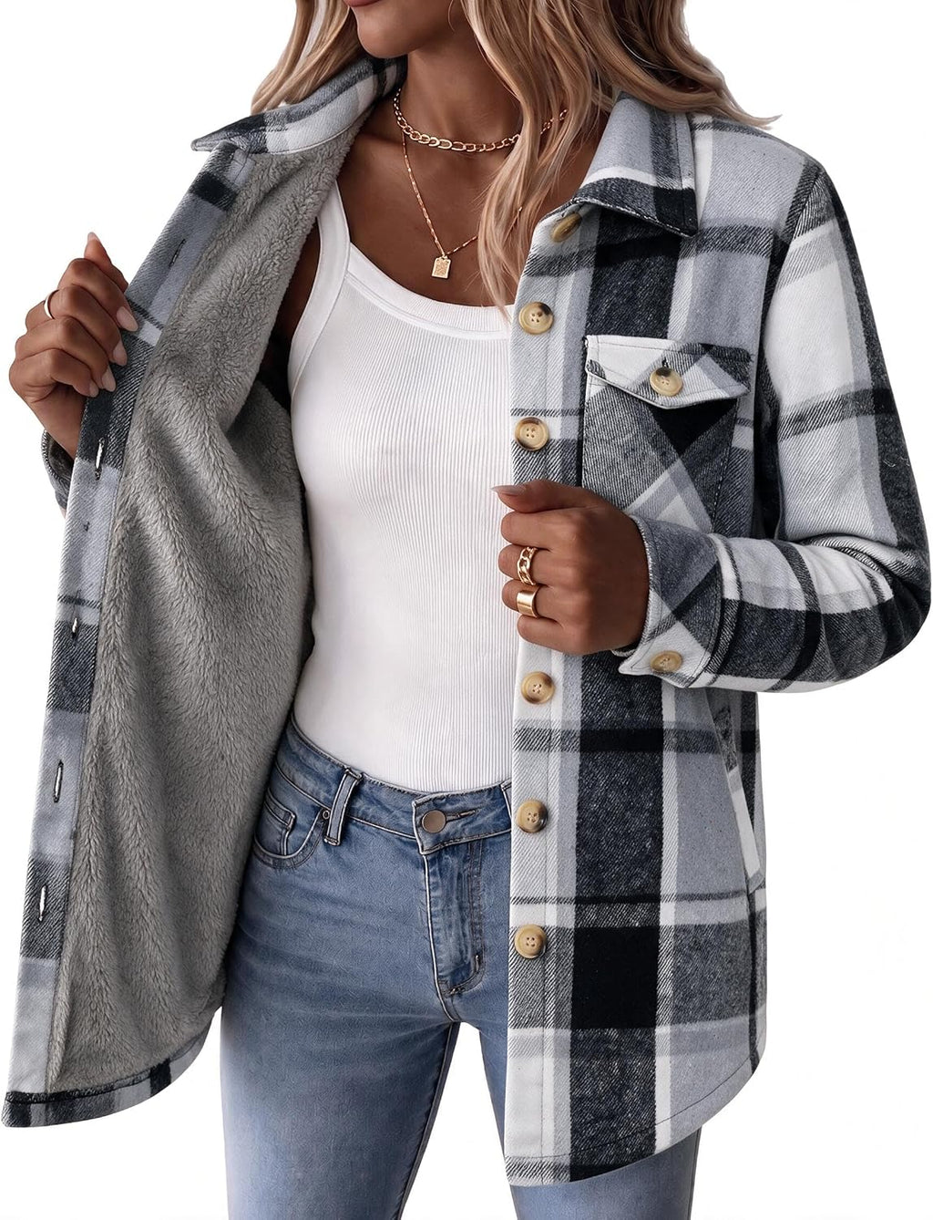 Sherpa Lined Plaid Coat