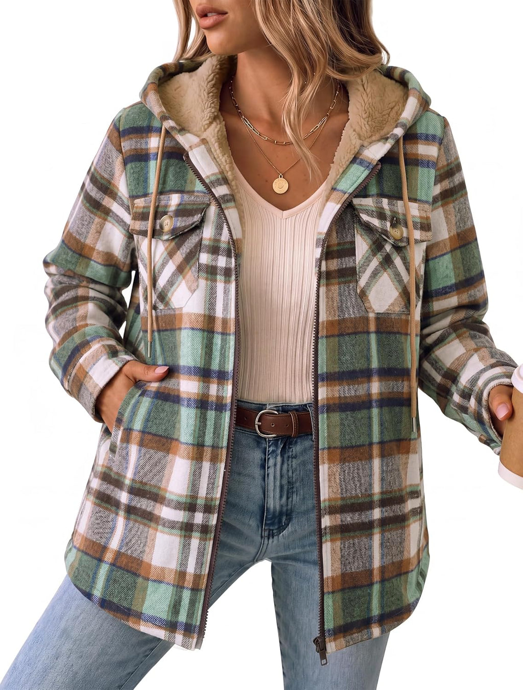 Fleece Lined Hooded Shacket