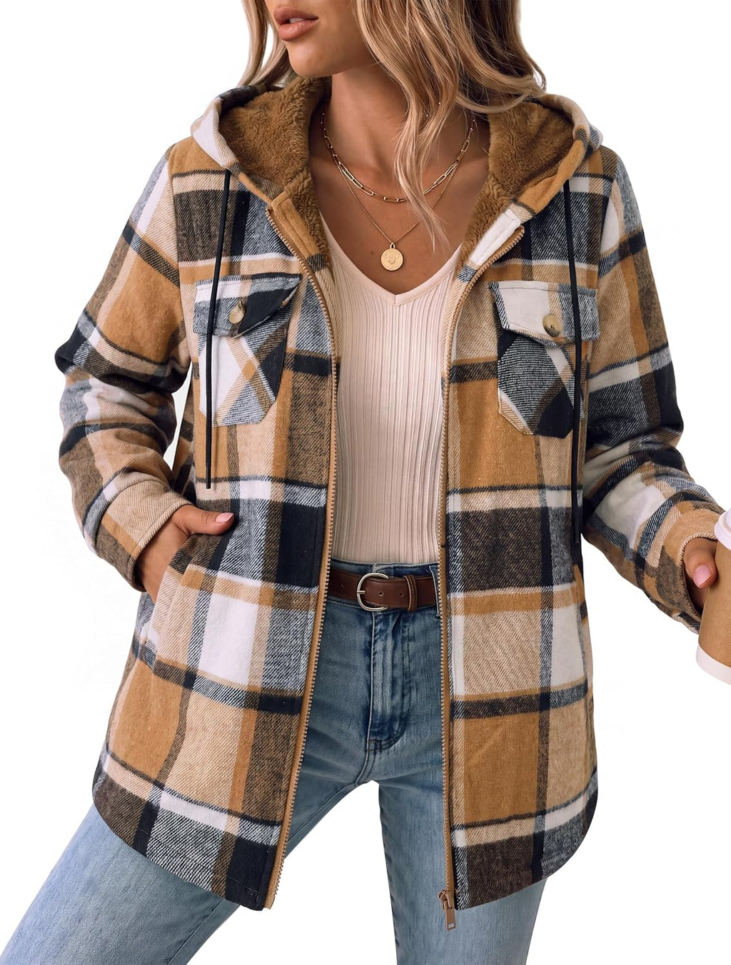 Fleece Lined Hooded Shacket