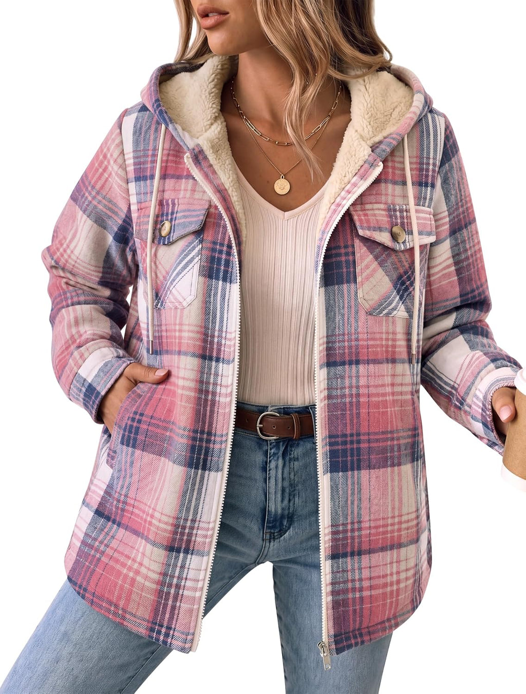 Fleece Lined Hooded Shacket