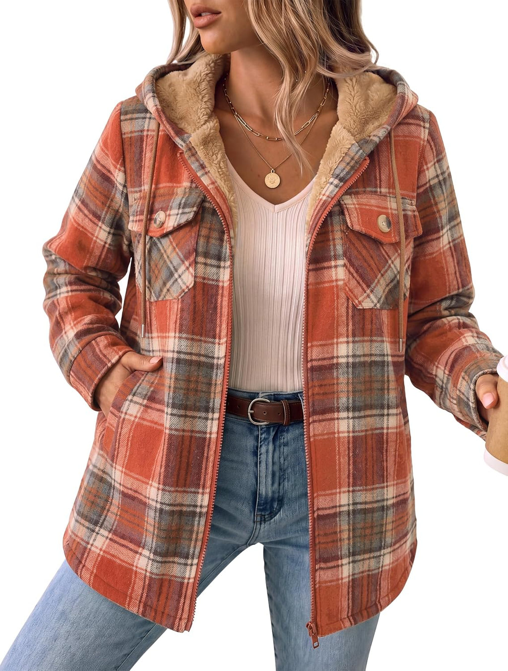 Fleece Lined Hooded Shacket