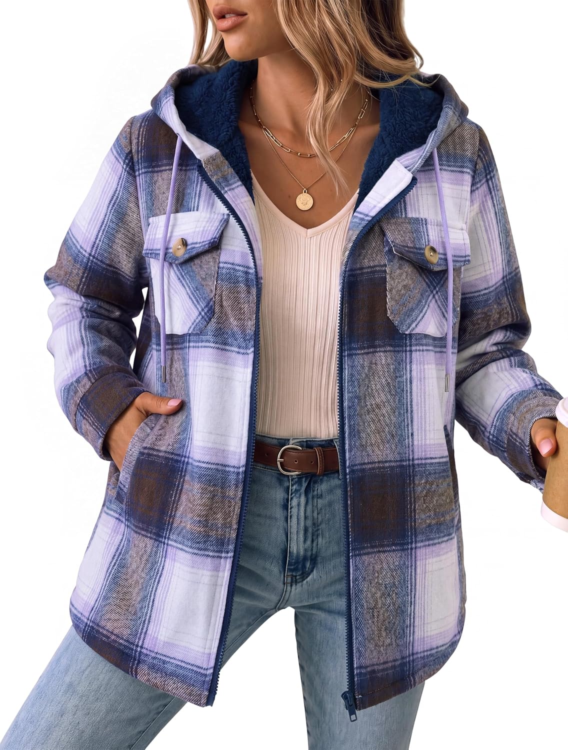 Fleece Lined Hooded Shacket