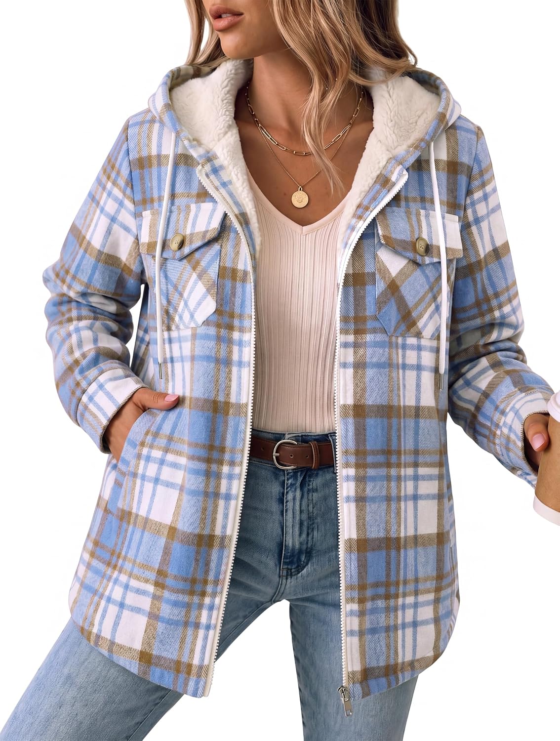 Fleece Lined Hooded Shacket