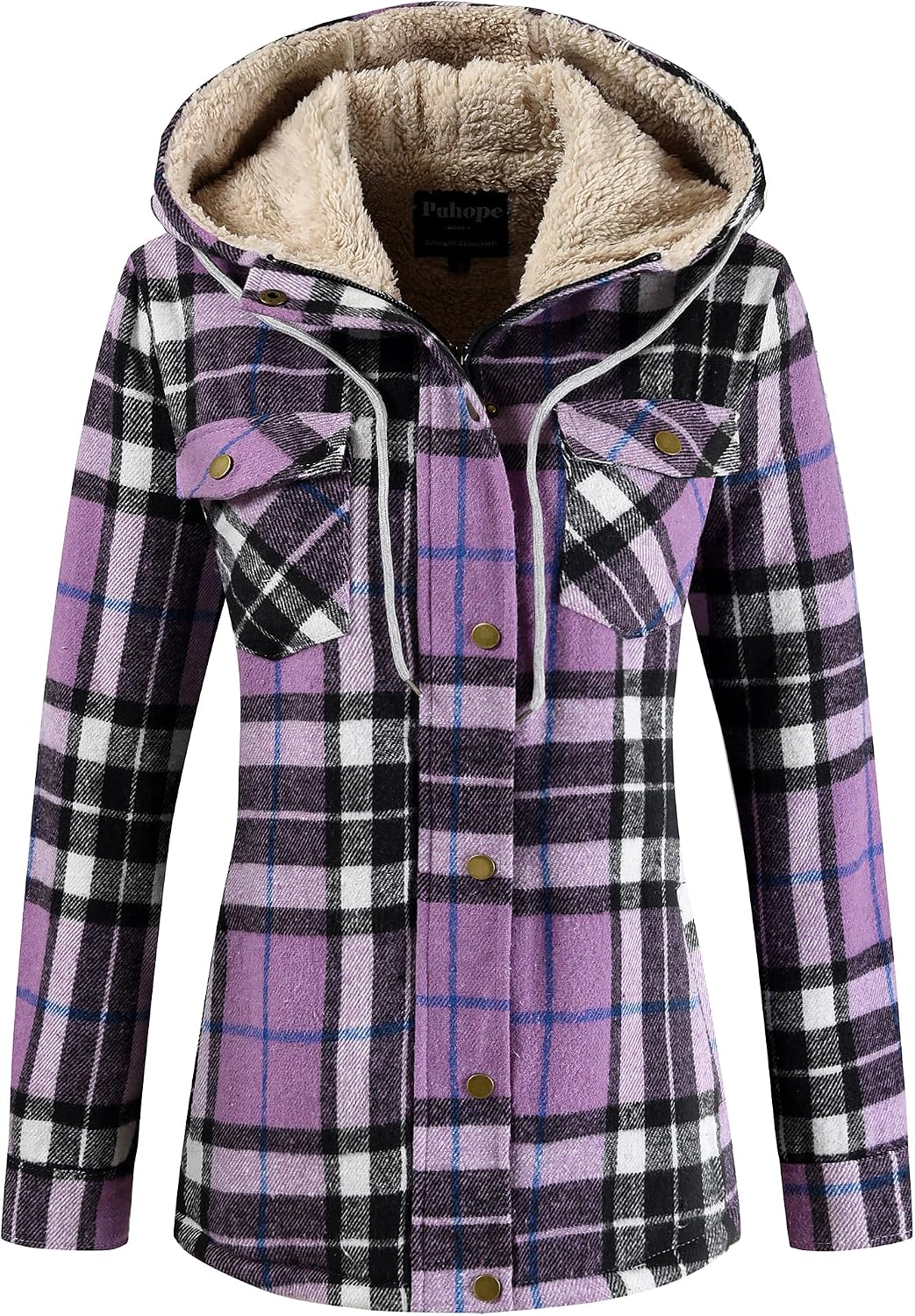 Sherpa Hooded Plaid Jacket