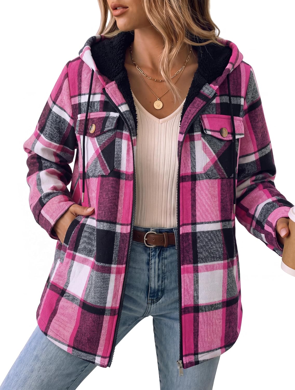 Fleece Lined Hooded Shacket