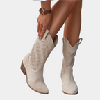 Enora | Perforated Block Heel Cowboy Boots for Women