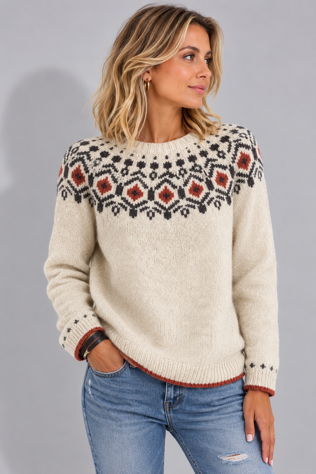 Dalia | Fair Isle Pullover Sweater for Women