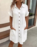 Vivian | Cotton Button-Down Shirt Dress with Short Sleeves for Women