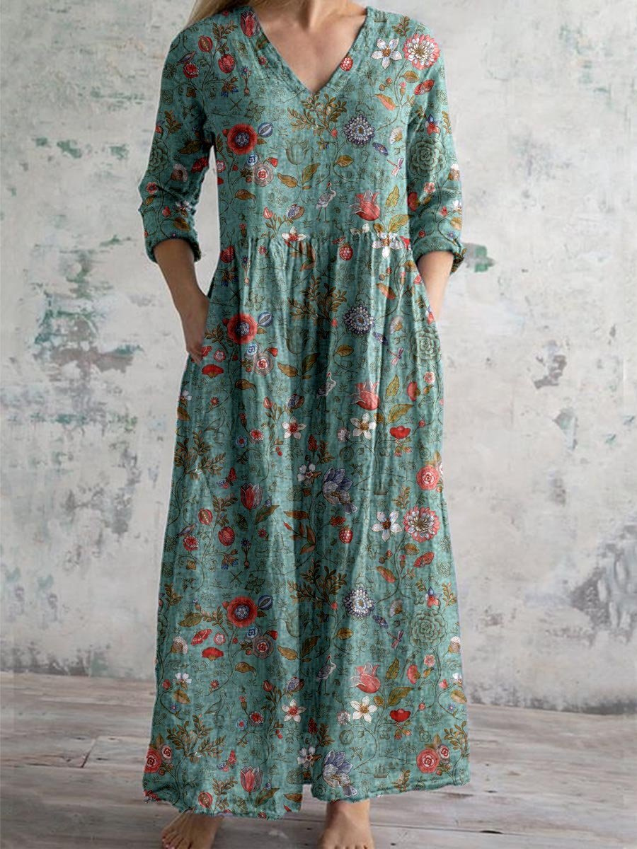 Allison | V-Neck Long Sleeve Floral Maxi Dress with Pockets for Women