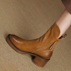 Zaria | Block Heel Zip-Up Ankle Boots for Women