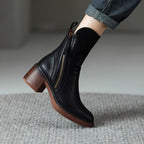 Zaria | Block Heel Zip-Up Ankle Boots for Women
