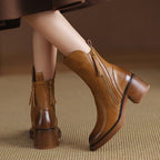 Zaria | Block Heel Zip-Up Ankle Boots for Women