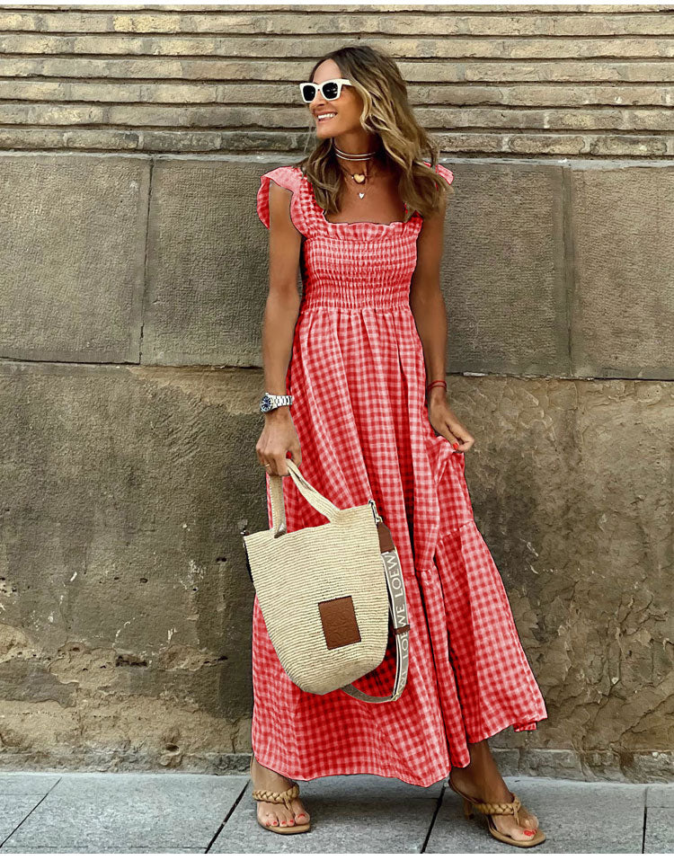 Casual Gingham Dress