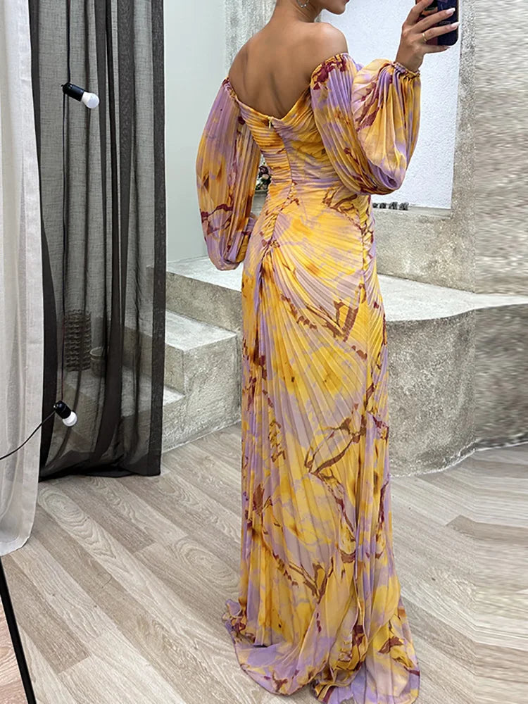 Ilaria | Wedding Guest Off-Shoulder Maxi Dress for Women