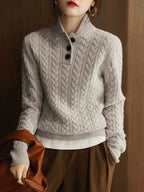 Nathalia | Button-Up Cable Knit Sweater for Women