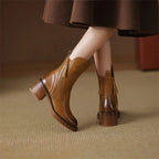 Zaria | Block Heel Zip-Up Ankle Boots for Women