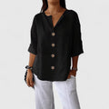 Lana | Button-Down Roll-Tab Sleeve Blouse for Women