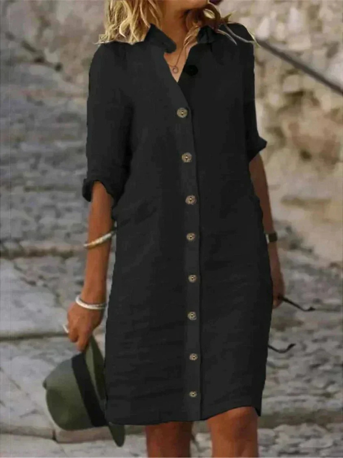 Addison | Linen Button-Down Shirt Dress with Collar for Women