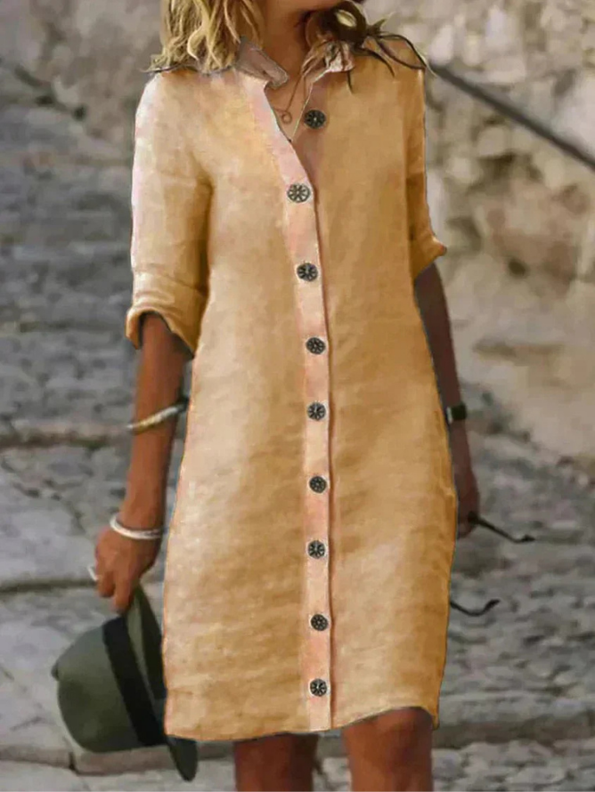 Addison | Linen Button-Down Shirt Dress with Collar for Women
