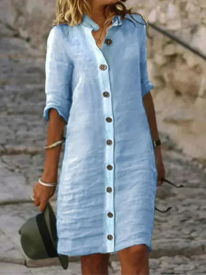 Addison | Linen Button-Down Shirt Dress with Collar for Women