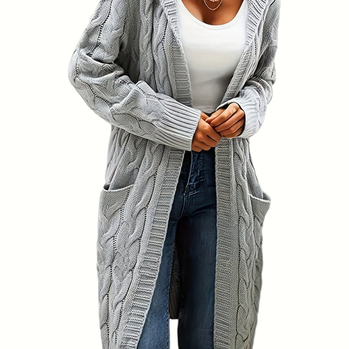 Collarless Sweater Cardigan