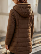 Women's Hooded Coat, Winter New Mid-Length Fleece-Lined Warm Loose, Selected Premium Fabric, Lightweight Warm Fashion Design, Contouring Fit, Suitable for Various Occasions, Whether Urban Commute Or Outdoor Leisure, Showcasing Your Unique Charm