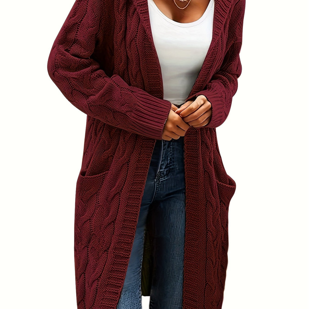 Collarless Sweater Cardigan