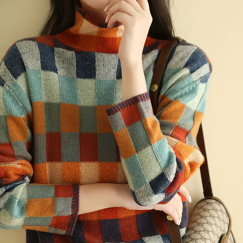 Aimée | Plaid Sweater with Crew Neck for Women