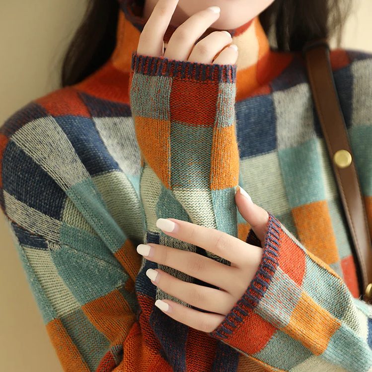 Aimée | Plaid Sweater with Crew Neck for Women