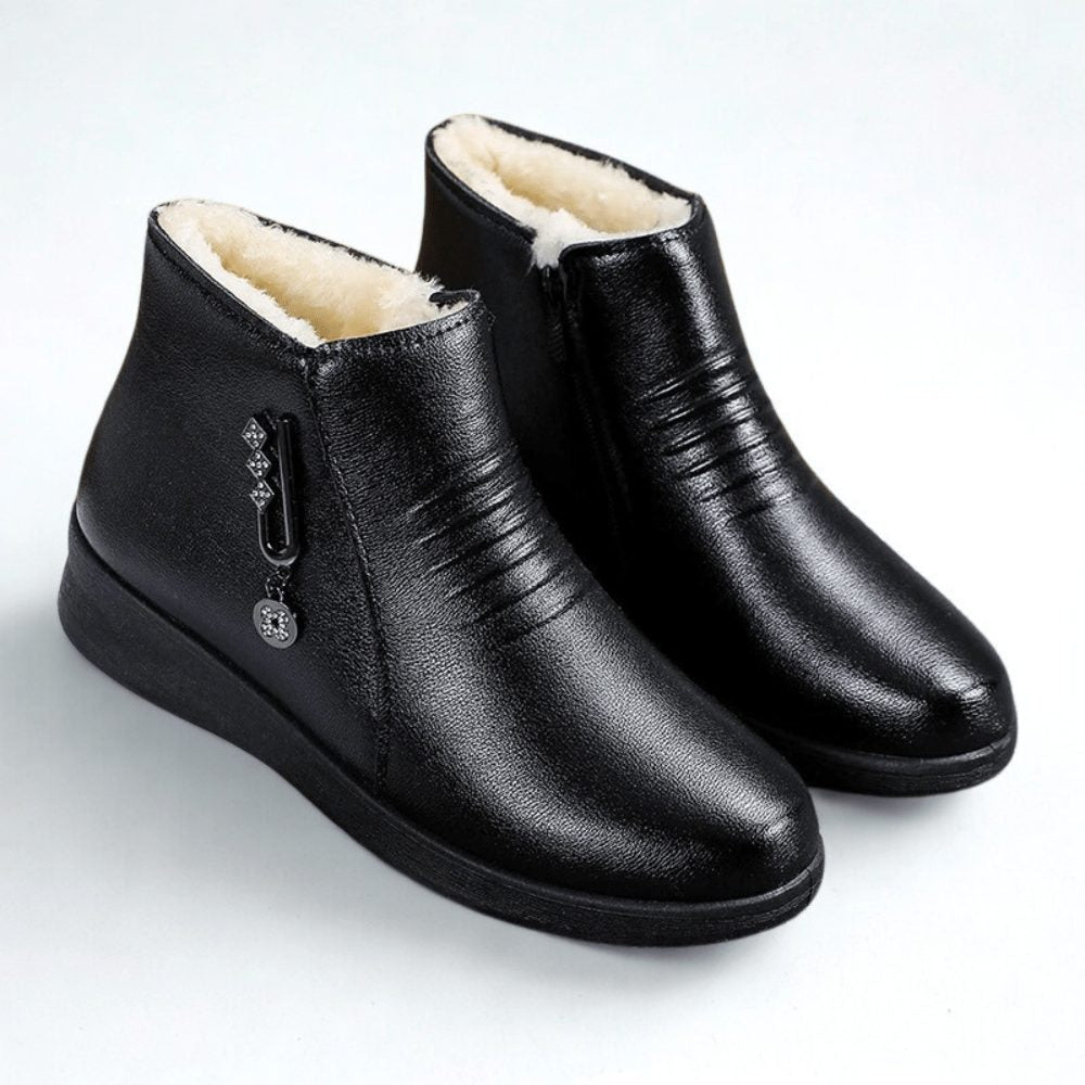 Aimee | Shearling-Lined Ankle Boots with Side Zip for Women