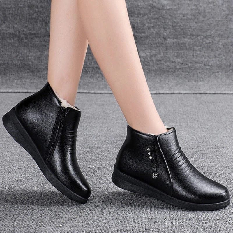 Aimee | Shearling-Lined Ankle Boots with Side Zip for Women