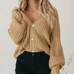 Alma | Chunky Knit Button-Down Cardigan for Women
