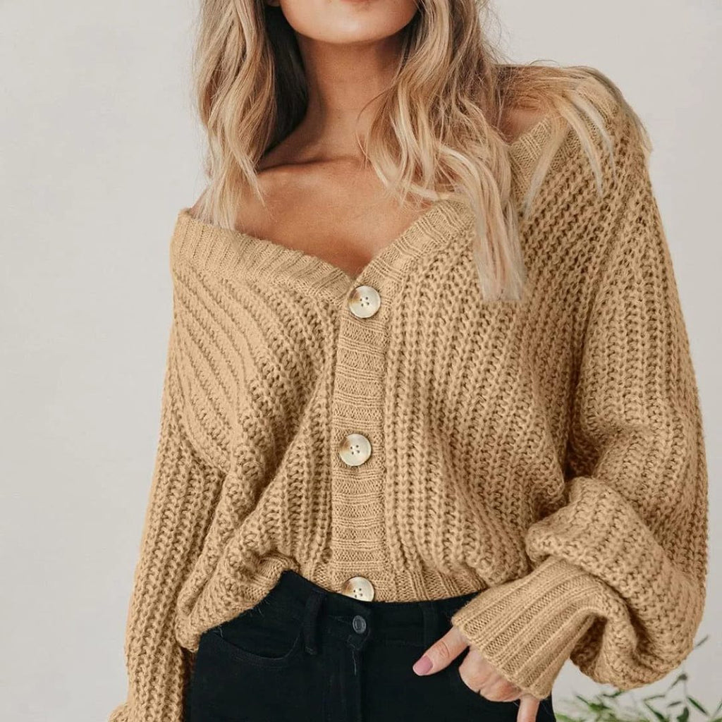 Alma | Chunky Knit Button-Down Cardigan for Women