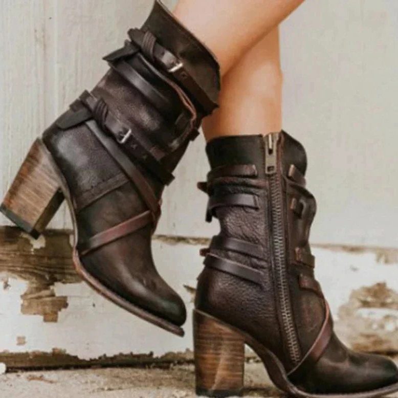 Amabelle | Suede Winter Ankle Boots with Buckle Straps for Women