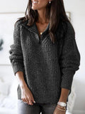 Amaia | Textured Half-Zip Sweater with Stand Collar for Women