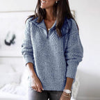 Amaia | Textured Half-Zip Sweater with Stand Collar for Women