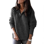 Amaia | Textured Half-Zip Sweater with Stand Collar for Women