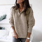 Amaia | Textured Half-Zip Sweater with Stand Collar for Women