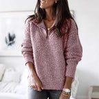 Amaia | Textured Half-Zip Sweater with Stand Collar for Women