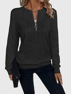 Ambretta | Cable Knit Zip-Up Sweater for Women
