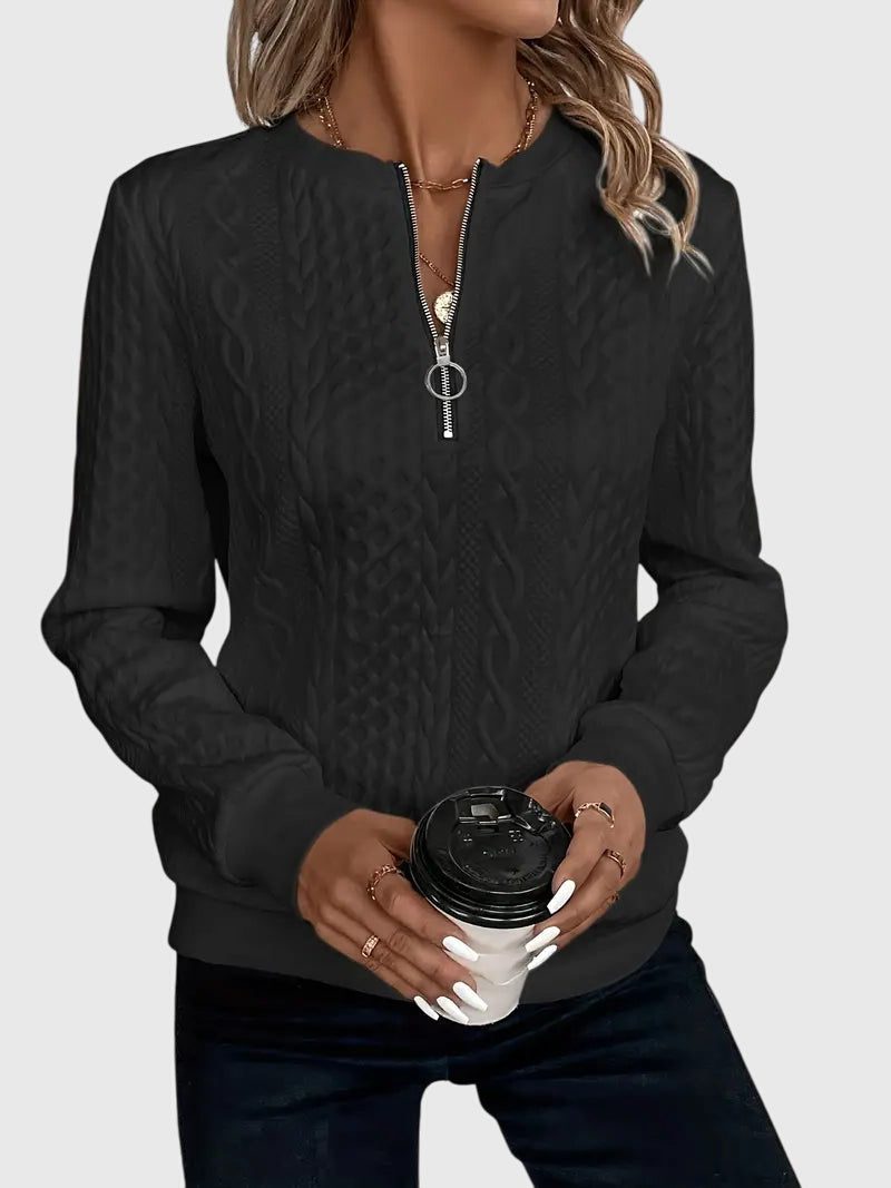 Ambretta | Cable Knit Zip-Up Sweater for Women
