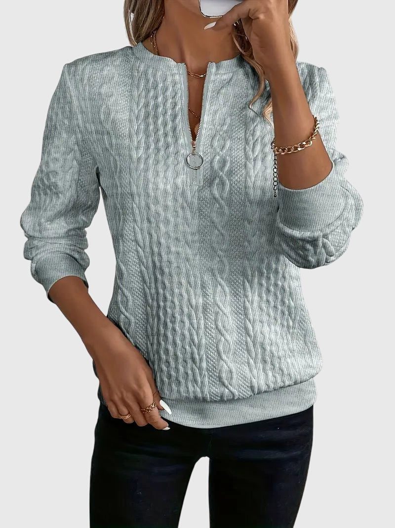 Ambretta | Cable Knit Zip-Up Sweater for Women