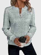 Ambretta | Cable Knit Zip-Up Sweater for Women