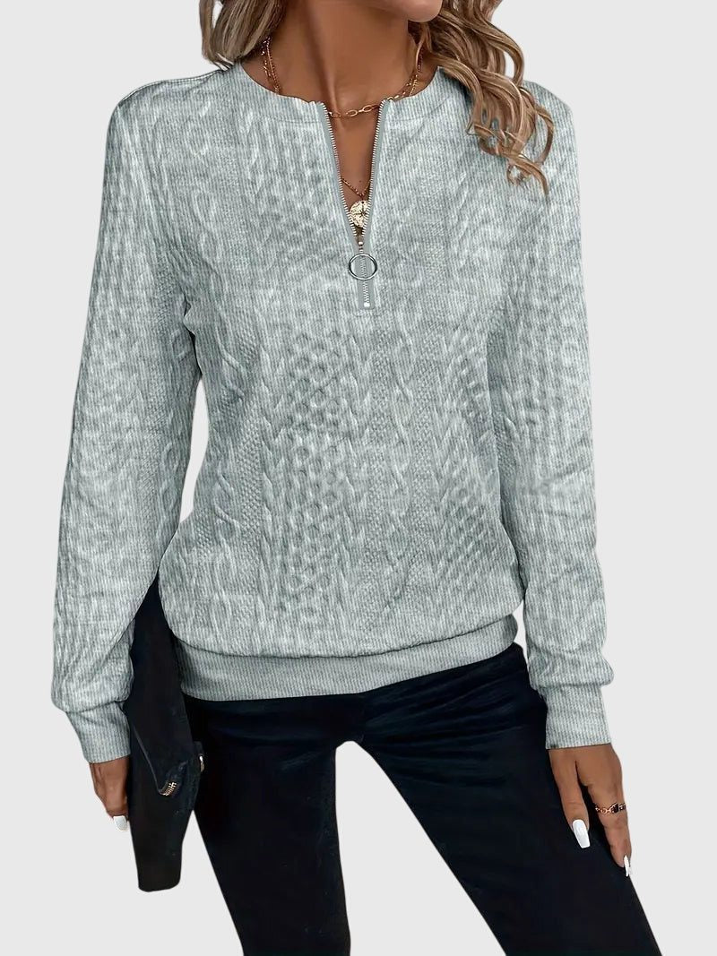 Ambretta | Cable Knit Zip-Up Sweater for Women