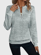 Ambretta | Cable Knit Zip-Up Sweater for Women