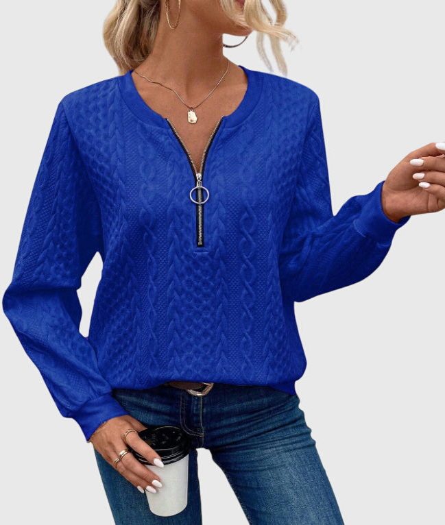 Ambretta | Cable Knit Zip-Up Sweater for Women