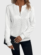 Ambretta | Cable Knit Zip-Up Sweater for Women
