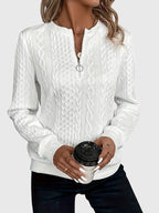 Ambretta | Cable Knit Zip-Up Sweater for Women
