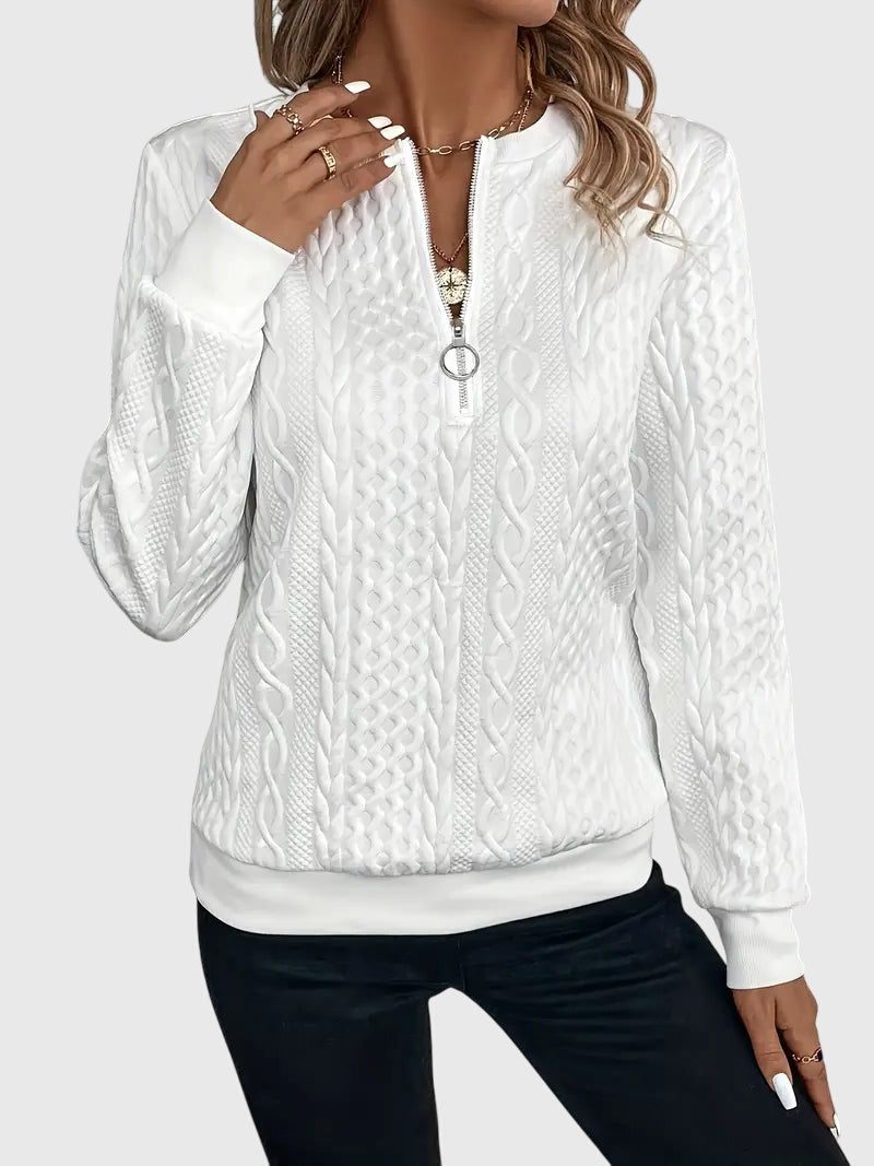 Ambretta | Cable Knit Zip-Up Sweater for Women